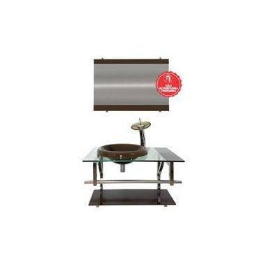 Imagem de Gabinete de Vidro 70cm para Banheiro França - EKASA, Marrom