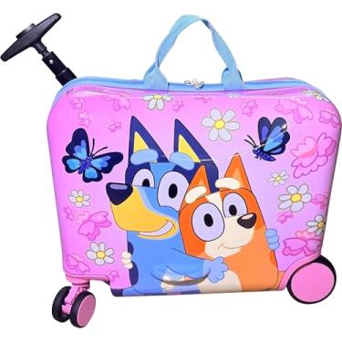 Imagem de Fast Forward Mala de viagem de 45,7 cm para crianças/bagagem de mão de reboque com rodas, Multicor, Large, Bluey Girls