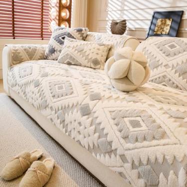 Imagem de WEYOND Capa de sofá lavável para cães de pelúcia macia para sofá de sofá e almofada 2/3/4, capas de sofá que aceitam animais de estimação, capa de sofá antiderrapante (cinza claro, 90 cm x 240 cm)