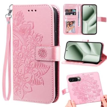 Imagem de Furill Capa carteira compatível com Google Pixel 9 Pro XL/10 Pro XL e protetor de pulso flor couro flip porta-cartões com suporte para celular para Pixel9 9Pro Nine Pixel10 10Pro LX meninas rosa