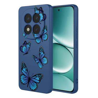 Imagem de HTXWXJC Capa de telefone para Redmi Note 15 Pro, à prova de choque, flexível, amortecedor, TPU, capa macia com padrão de borboleta, capa de telefone para Xiaomi Redmi Note 15 Pro 5G borboleta azul
