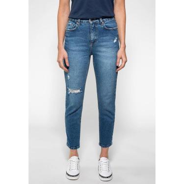 Imagem de Calça Mom Jeans Puídos Fit Guess Azul-Feminino