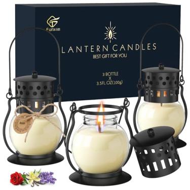 Imagem de Velas perfumadas, 3 x 3,5 onças peças de velas conjunto de presente para mulheres, cera de soja aromaterapia velas mini lanternas, para dia das mães, natal, dia dos namorados, ioga
