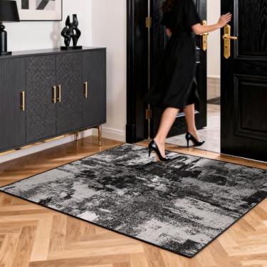 Imagem de OLFRUGDT Tapete lavável 5 x 7 cm para entrada: tapete macio e tradicional impresso tapete de cozinha antiderrapante medalhão de pilha baixa tapete de porta interior pequeno tapete de casa de fazenda