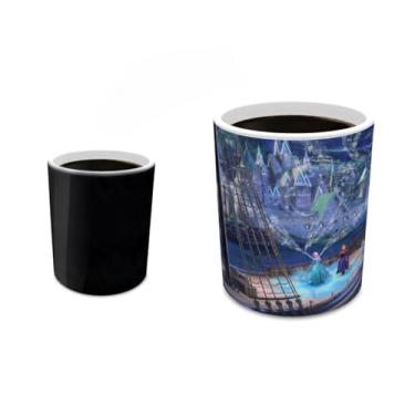 Imagem de Morphing Mugs Thomas Kinkade Studios – Disney – Frozen – Love and Magic – Caneca sensível ao calor de 325 ml – Caneca de chá de café que muda de cor cerâmica – Oficialmente licenciada colecionável