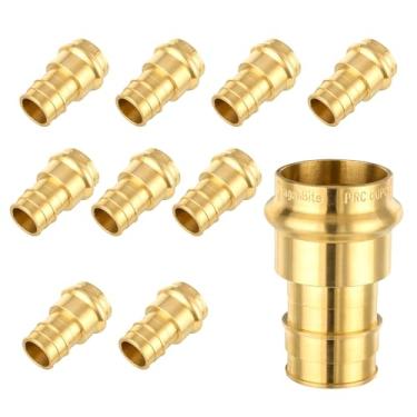 Imagem de Pacote com 10 adaptadores Niikappu 1/5.1 cm Press x 3/10.2 cm Pex A, encaixe de pressão de latão PEX-A acoplamento de expansão para conexão de cobre e tubo Pex