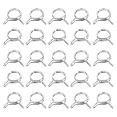 Imagem de HARFINGTON Clipes de mangueira de linha de combustível de fio duplo 19 mm ID 19-21,2 mm OD, 25 peças de clipes de mola de tubo de aço inoxidável para mangueira de ar, tubo de água, motocicleta