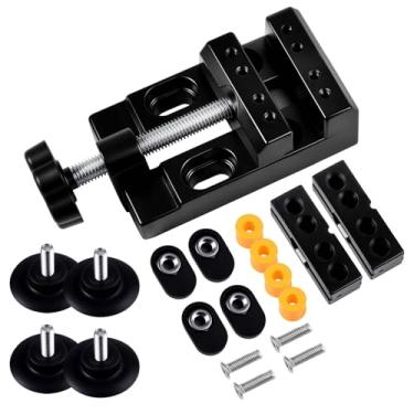 Imagem de LEONTOOL Mini braçadeira de bancada universal grampos planos mini broca prensa torno abertura paralela torno de mesa para segurar peças pequenas relógio conserto escultura artesanato joias DIY