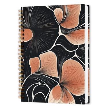 Imagem de nvucamd Caderno espiral floral boho, caderno de flores abstratas, cadernos de diários estéticos florais boêmios para mulheres, flores boêmias, material escolar, presentes, 14 x 21 cm