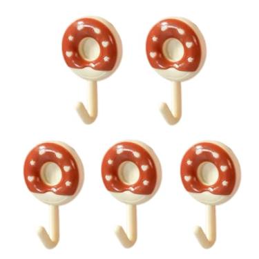 Imagem de KZhuim Ganchos de parede em forma de rosquinha pacote com 5 - 6 opções de conjunto de cores, cabides adesivos sem broca para organização doméstica (ABS, capacidade de 1,5 kg) (vinho tinto)