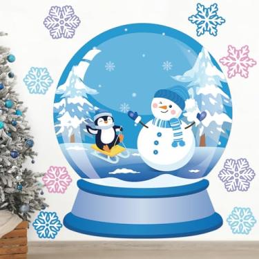 Imagem de Decorações de quadro de avisos de inverno com recorte de globo de neve grande 128 cm boneco de neve floco de neve pinguim bola de vidro decoração de sala de aula para decoração de sala de aula de