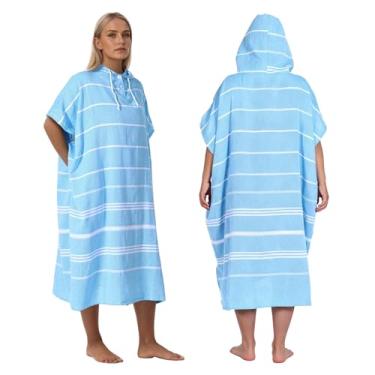 Imagem de 1 peça poncho de toalha turca de algodão poncho de surf turco toalhas de troca toalha vestível roupão de banho com capuz com bolso toalha de praia para homens adultos mulheres surfe, praia, piscina e