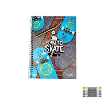 Imagem de Kit Caderno Universitário Capa Dura Vibe Masculino 20 Matérias 320 Folhas + Marcador Artístico Brush Dual Tip 10 Cores