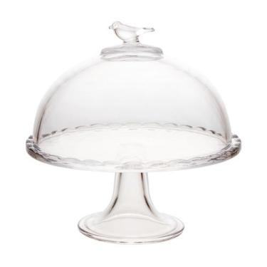 Imagem de Prato para Bolo com Pé e Tampa Bird 19x19x19cm Cristal Wolff