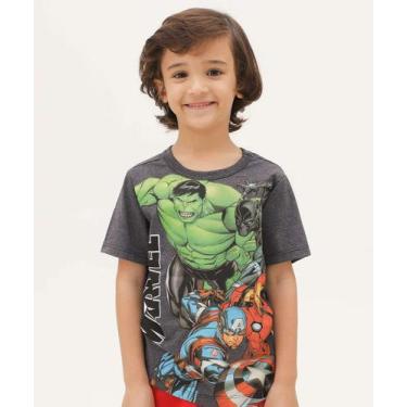 Imagem de Camiseta Infantil Manga Curta Vingadores Marvel Tam 4 -05568, Cinza, 1
