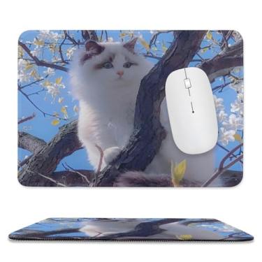 Imagem de Tapete de rato quadrado outono um gato atordoado olhando para o cenário tapetes de mouse para jogos base de borracha antiderrapante suprimentos tapete de mouse tapete de borracha impermeável para