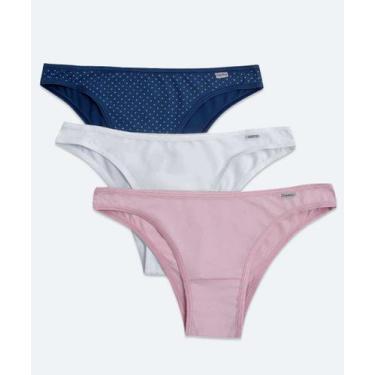 Imagem de Kit 3 Calcinhas Tanga Estampa Poá DelRio-67080, Azul, Lilás, P