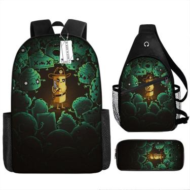 Imagem de Conjunto de mochilas Plants Zombies Cartoon Kids School 3 unidades