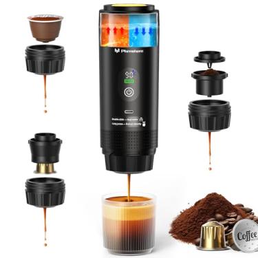 Imagem de Máquina de café expresso elétrica portátil 6 em 1 – cafeteira de acampamento com aquecimento automático de 20 bar com bateria de 7500 mA, monitor, compatível com cápsulas grandes/pequenas e pó de café