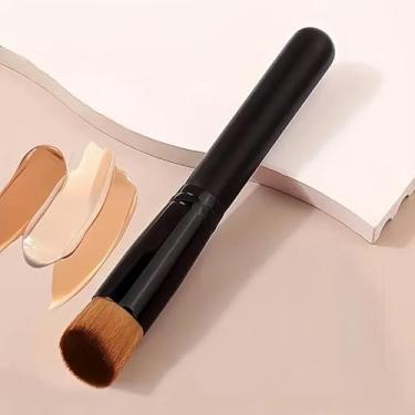 Imagem de Pincel de base de design côncavo profissional Kabuki de topo plano para aplicação impecável de creme líquido e pó