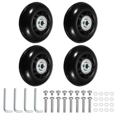 Imagem de YELARXI Replacement Luggage Wheels, Suitcase Wheels Replacement Kit 60x24mm & 2 Set & Rubber & Black - Fitting for (Swivel Caster Bearings Repair/Replacing/Roller Bag/Suitcase/Spinner)
