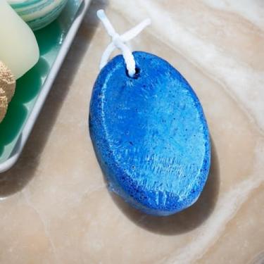 Imagem de Pedra pomes vulcânica natural para pés, ferramenta esfoliante de pedicure para calcanhares, mãos e cotovelos rachados (azul)