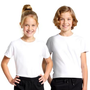 Imagem de Camiseta Lisa Algodão Manga Curta Infantil Branca Tamanho 08