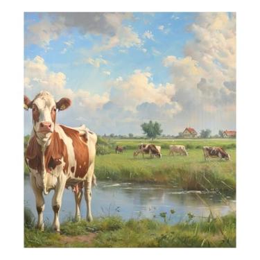 Imagem de Cows Countryside Magnet Adesivo de máquina de lavar louça, para arruelas de metal, decalque magnético para painel de lava-louças 58 cm L x 66 cm A