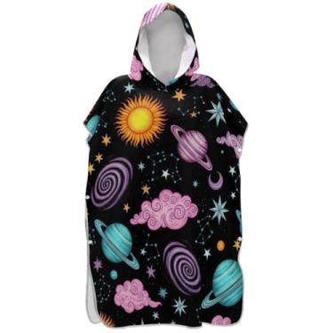 Imagem de Joisal Trocador de roupas para adultos, poncho de surfe, praia, banho com capuz, plus size, ponchos femininos com capuz, desenho animado fofo, planeta espacial