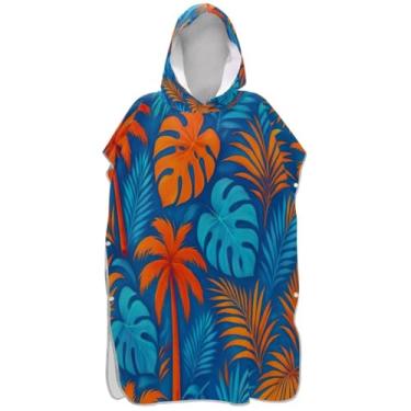 Imagem de Joisal Poncho de surfe reutilizável para trocador de roupas de banho de praia com capuz vibrantes palmeiras tropicais ponchos adultos para mulheres