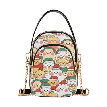 Imagem de Bolsas transversais pequenas para mulheres, bolsa de mão para mulheres, vários bolsos, bolsas de ombro pequenas para mulheres, fantasia de inverno de galinha fofa, 15 x 21 x 8 cm, Linda fantasia de