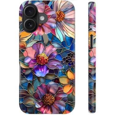 Imagem de LUMARKE Capa fofa para iPhone 16 Plus - Compatível com carregamento sem fio - Silicone macio de camada dupla + capa rígida - Design floral moderno - Capa de telefone brilhante para mulheres - Flores