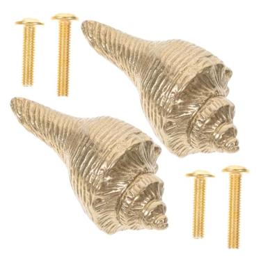 Imagem de OSALADI 2 peças de maçanetas vintage de latão concha náutica costeira para gavetas de gavetas ferragens decorativas exclusivas feitas à mão estilo rústico para decoração de casa