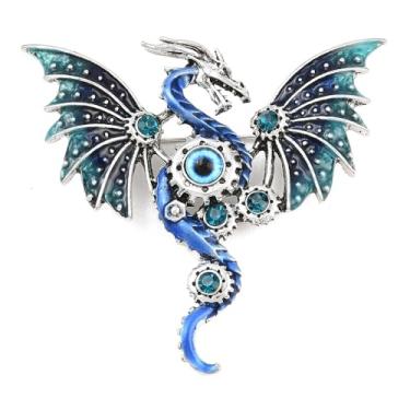 Imagem de 1 peça máquina dragão mosca com olho turco colorido arco-íris liga strass broches vintage máquina antiga estilo punk alfinetes de lapela para mochila roupas terno uniforme vestido decorações