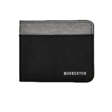 Imagem de Carteira masculina moderna, preta, curta, aberta, de camurça brilhante, confortável, design moderno preto aberto com material de camurça brilhante e sensação confortável ao toque para uso diário