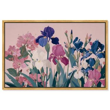 Imagem de Decoração de parede floral com impressão em tela Gouache Florals II da Art Remedy, moldura dourada, 76 x 50 cm