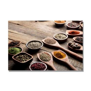 Imagem de NHLDZYH Tela decorativa cozinha, arte vintage especiarias coloridas, arte de parede quadros para sala de estar quarto cozinha. C69. 80 x 120 cm. Apenas tela