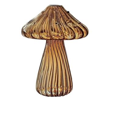 Imagem de Vaso de Vidro Cristal Decorativo Mushroom Classic – Decoração para Casa - Colecionáveis(Avelã)