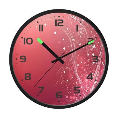 Imagem de SEHANY Relógio de parede com coração de dia dos namorados, silencioso, sem tique-taque, operado por bateria, controle de som, luz noturna, relógios de parede para sala de estar, cozinha, quarto