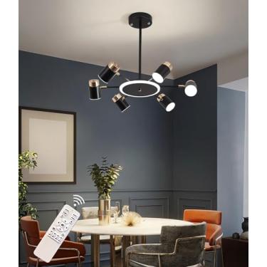 Imagem de Luminária de teto LED moderna, luminária pendente para sala de estar, temperatura de cor ajustável com controle remoto (3 modos de iluminação), foco de luz para sala de estar e quarto (6 lâm