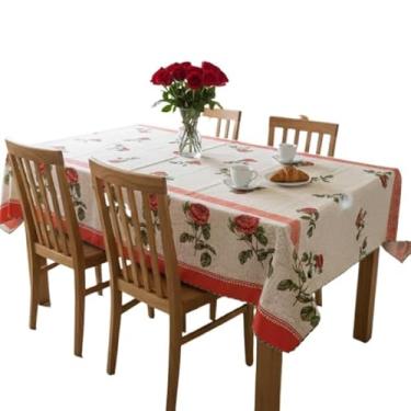 Imagem de Toalha De Mesa Quadrada 4 Lugares 145x145cm Poliéster e Algodão(Rosas Vermelhas)