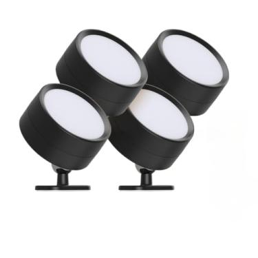 Imagem de Conjuntos de lâmpadas LED para iluminação pública 1–4 Três cores ajustáveis Carregamento USB Luz giratória em 360° Elegante e esteticamente agradável(Preto - Kit 4)