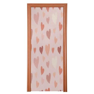 Imagem de ATTX Capa para porta da frente de corações pequenos - Decoração de férias de tecido elástico lavável para festas, casa, decoração de porta da frente, 36 x 98 polegadas (443)