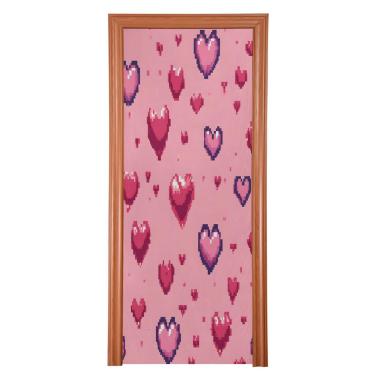 Imagem de ATTX Capa para porta da frente do dia dos namorados - decoração de férias de tecido elástico lavável para festas, casa, decoração de porta da frente, 36 x 98 polegadas (294)