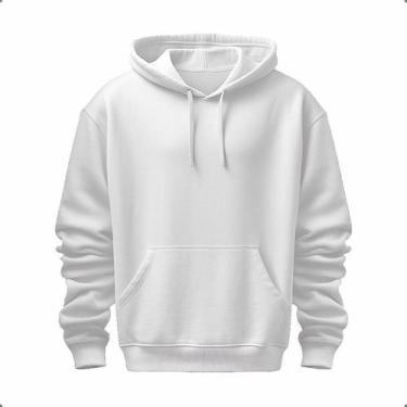 Imagem de Moletom Feminino Masculino Liso Bolso Canguru Capuz Flanelado - Rinald