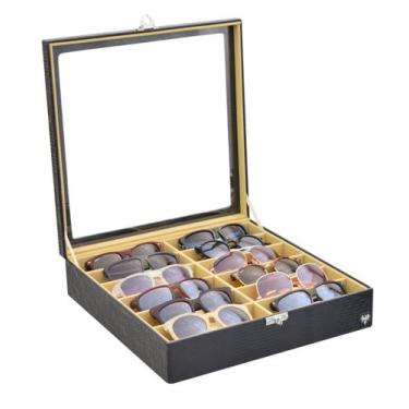 Imagem de Porta Óculos Sintético Croco com 12 Divisórias - TOTAL LUXO, Preto, Be