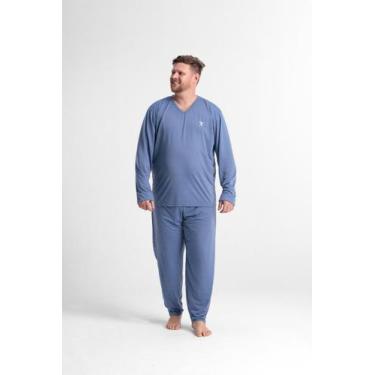 Imagem de Pijama Masculino Extra Grande Longo Camisa E Calça Plus Sise - EMC Sto