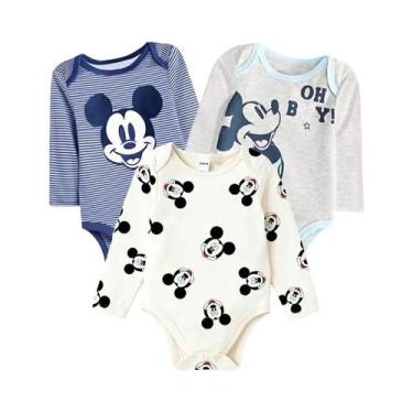 Imagem de Macacões De Algodão Mickey Mouse Para Bebê Menino E Menina, 3 Peças, R