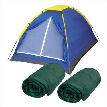 Imagem de Kit Barraca Iglu 2 Lugares + 2 Sacos de Dormir Acampamento - Mor, Barr