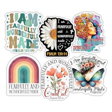 Imagem de Pacote 6 Psalms 139 14 I Am Fearfully and Wonderfully Made Bible Versículo da Bíblia, Adesivo Cristão Adesivos de Vinil Impermeável 7,6 cm